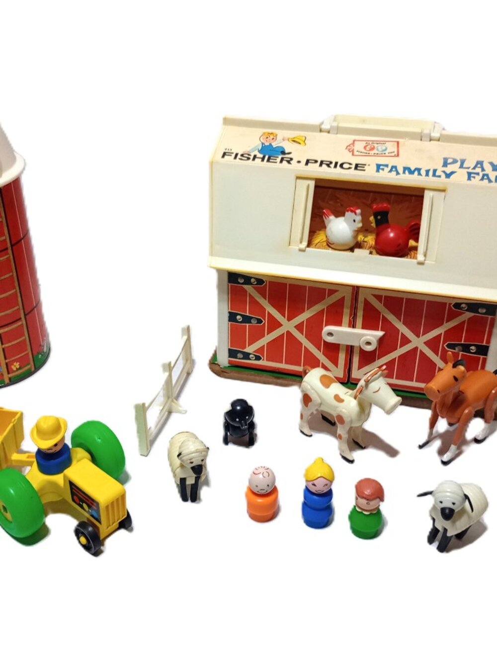 Vintage 1967 Fisher Price Play Family Little People 915 Farm Barn with Silo